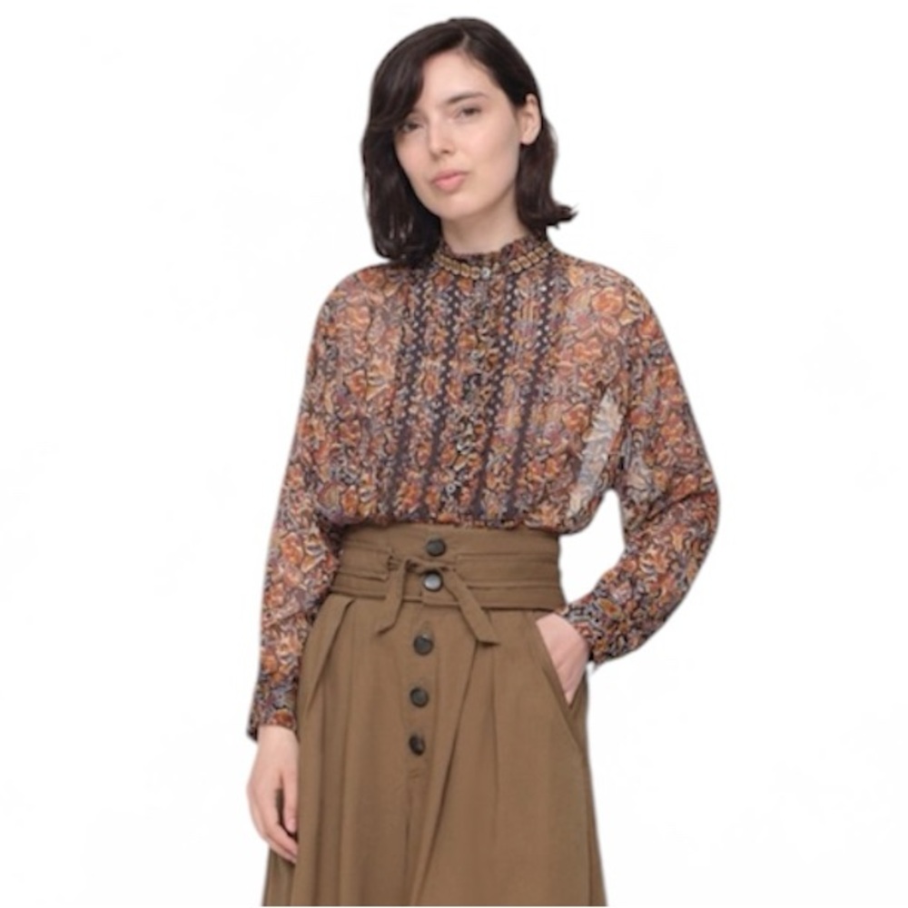 Sea New York Nicolette Brown Floral Long Sleeve Shirt